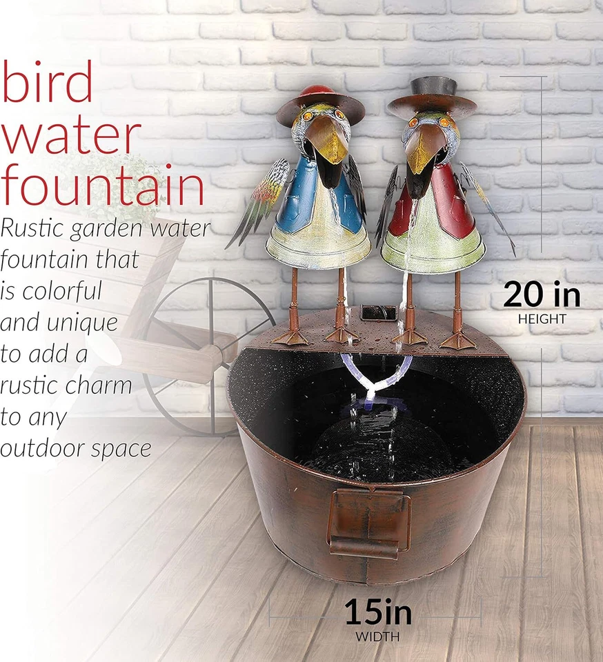 Alpine Corporation NCY298 Tabletop Metal Crow Birds Soothing Waterfall Fountain - Image 3 of 4