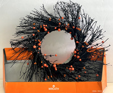19" Black Leaves Orange Wreath Spooky Haunted Halloween Decor Target