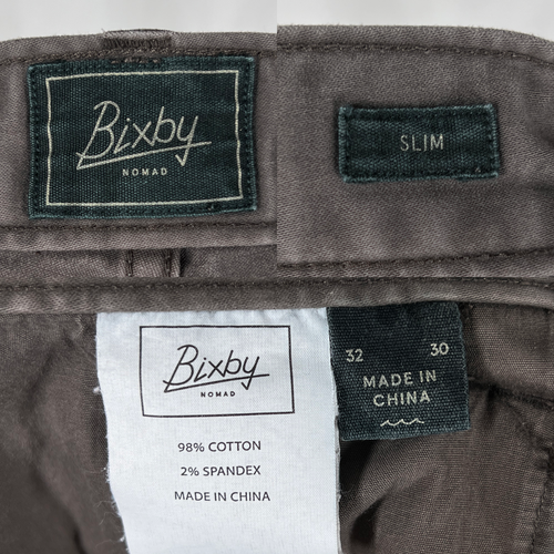 Bixby Nomad Men's 32WX30L Gray Taupe Slim Fit 5-Pocket Casual Chino Pants - Picture 6 of 8