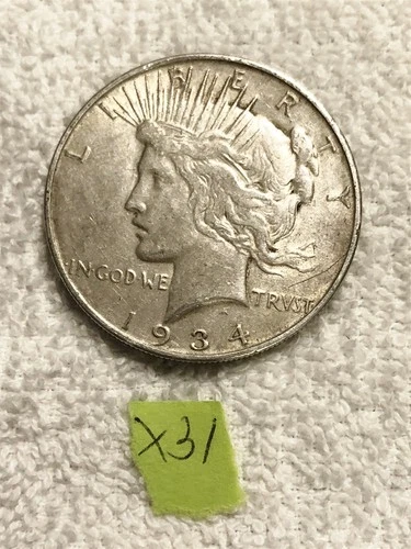 1934 D LIBERTY PEACE SILVER DOLLAR FINE CONDITION LOT #X31