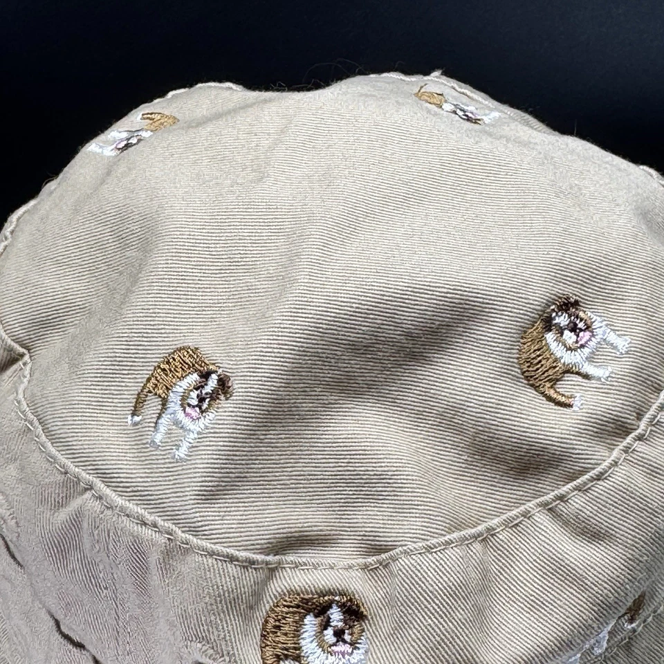 Children's Place Baby Bucket Hat Size 6-12 Months Khaki Embroidered Bulldog Cute - Image 2 of 4