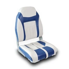 Folding Boat Seats High Back, Fold-Down Fishing Boat Seat, White and Blue