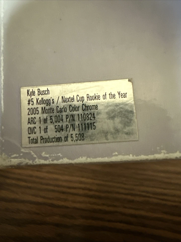KYLE BUSCH 2005 1/24 ЦВЕТ ХРОМ #5 KELLOGG'S ДЕБЮТАНТ ГОДА CHEVY - Изображение 4 из 4