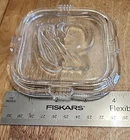 Vtg Federal Glass 4" × 4" Square Refrigerator Dish Embossed Veggie Lid Clear MCM