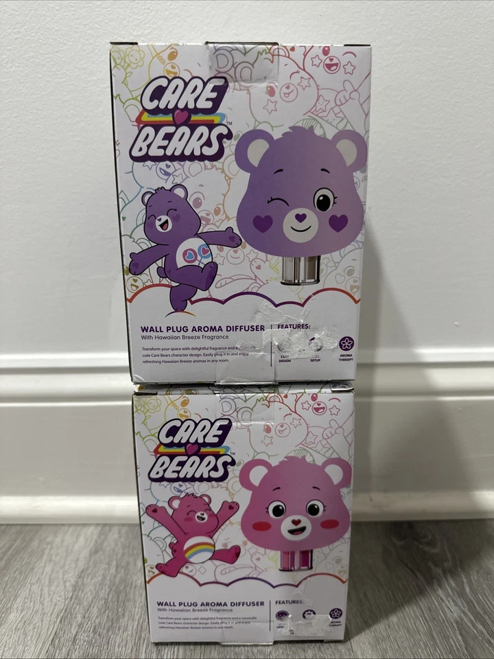 Difusor de aroma de enchufe de pared Care Bears rosa y púrpura con fragancia Hawaiian Breeze Foto 3 de 4