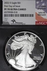 2022 S NGC PF70 ULTRA CAMEO FIRST DAY OF ISSUE AMERICAN SILVER EAGLE #B52530