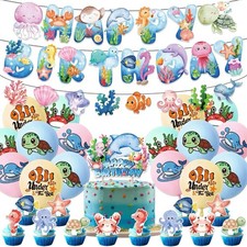 Under The Sea Animal Theme Birthday Party Supplies Set Banner Balloon CakeTopper