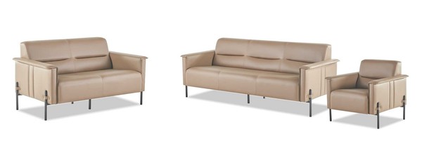SitzmöBel Beige Sofagarnitur Set 3-Sitzer 2-Sitzer Sessel Leder Modern-image