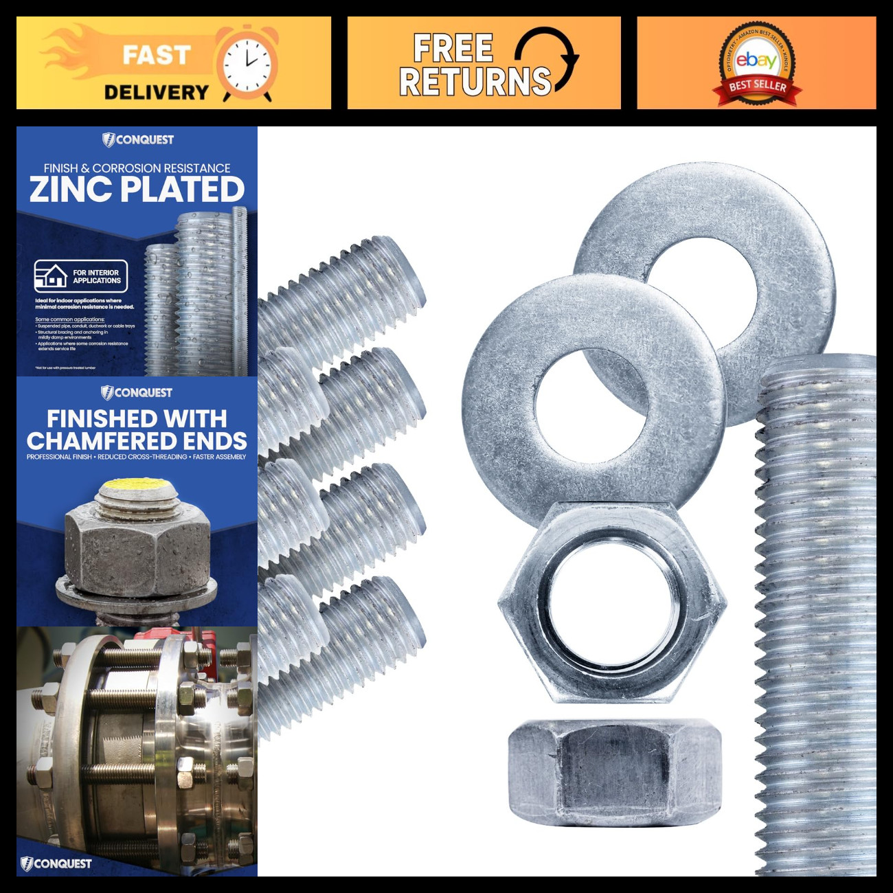 Zinc Plated Threaded Rod 3/8"-16 x 24 Inch | Heavy Duty Fastener for DIY Project