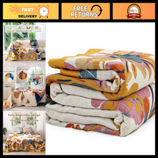 Boho Cotton Throw Blanket 50"x60" - Cozy Floral Sofa Decor, Perfect for Home