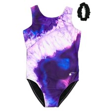 Glamethyst Gymnastics Leotard for Girls, Split-Back Style with Purple Gem Col...