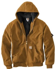 Carhartt Canvas Jacket 376-51 Hooded Brown Insulated Duck Quilt Lined Men’s L
