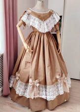 1860s Historical Civil War Prom Dress Floor Length Brown Evening Dresses