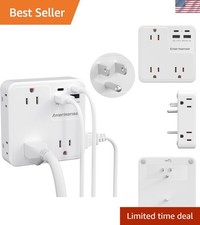 Stylish 3-Sided Power Strip with USB AC Ports: Safety Approved Compact