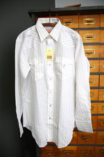 Vintage H Bar C Ranchwear Shirt Mens Large Western Pearl Snap white red striped