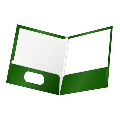 Laminated Twin-Pocket Folders, Letter Size, Green, Holds 100 Sheets, Box of 25 (