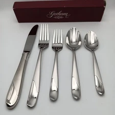 Gorham Aspen Frosted 5Piece Place Set Stainless 10/8 Flatware Korea NOS Gift Box