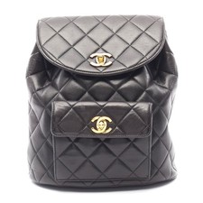 Chanel Lambskin Matelasse Backpack Women Black One Size 529578