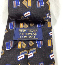 NEW HAVEN NECKWEAR COMPANY Men's Silk Tie Black Geo