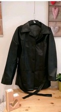 Vintage retro Faux Leather Jacket /coat With Belt Size 10 - 12 