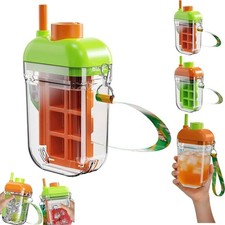 Ice Cube Bottle, Refreshing Summer Ice Leak-Proof Bottle, Built-In Ice Cube Mold