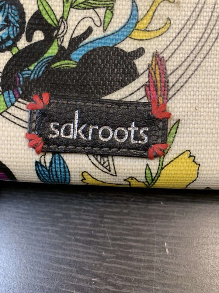 Бумажник Sakroots на молнии вокруг удостоверение личности монета мир любовь богемное цветочный птица 8x4 - Изображение 4 из 4