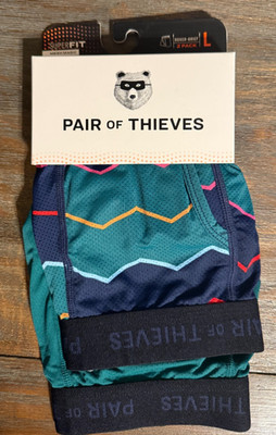 2 Pack of Mens Pair of Thieves SuperFit Boxer Brief Underwear Green/Blue Sz L
