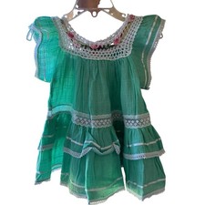 Toddler Baby Girl Mexican Dress Size 1 Handmade Crochet Tiered Peasant Lace Trim