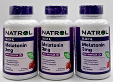 3x Natrol Sleep Melatonin 3mg Fast Dissolve 100 Drug Free Strawberry 150 tabs