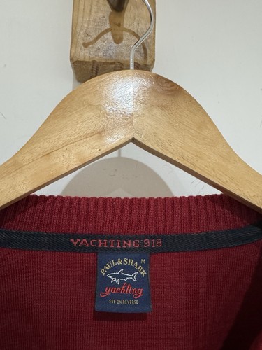 Paul & Shark Yachting Dark Red Wool Blend Elbow Patch Knit Pullover Jumper Sz M - Picture 5 of 11