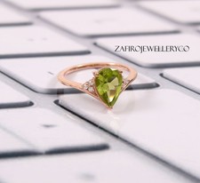 Natural Peridot, 925 Sterling Silver, Peridot Ring, Three Stone Ring