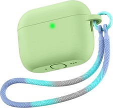 Matekxy for AirPods Pro 3 Case 2025 Cute Silicone Green Cover Lanyard Keychain