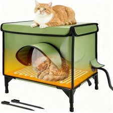 Heated Cat House for Outside Winter with Heater, 100 Weatherproof, Oxford Cl...