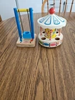 FISHER-PRICE VTG.  #932 AMUSEMENT  PARK SWING AND MUSICAL MERRY-GO-ROUND