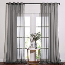 Sheer Living Room Curtains - Elegant Soft 54"W x 96"L Pack of 2 Dark Grey