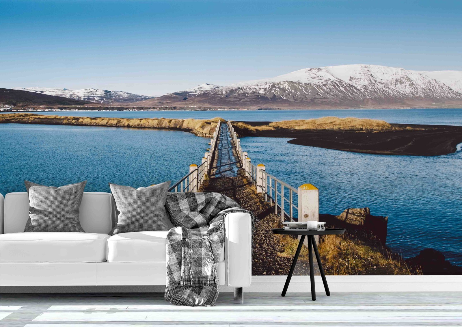 3D Mountain Lake Bridge Landscape Wall Murals Wallpaper Murals Wall Sticker