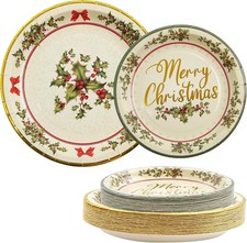 Christmas Disposable Paper Plates 24 Pcs 9" Dinner Plates 24 PCS 7" Dessert Plat