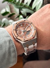 Custom G-Shock GA-2100, CasiOak, Rose Gold Silver, AP Gen 5 Mod Men's Watch Gift