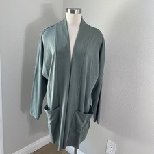 Pact Womens Plus XL/XXL Sage Green Organic Cotton Airplane Wrap Cardigan