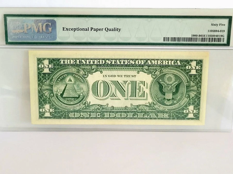 1963 $1 B- NEW YORK PMG 65 EPQ - Mismatched Serial Number - Error Note - 845/846 - Image 4 of 4