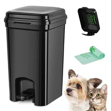 Dog Poop Trash Can & Portable Cat Litter Disposal, All-Black ABS Material, 5-...