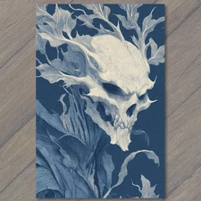 Art Print Forest Skull Spirit Blue White Ethereal Ghostly Nature Bones