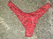 Vs High Leg Thong Panty Size Large NEW Red Holiday Graphics/logo