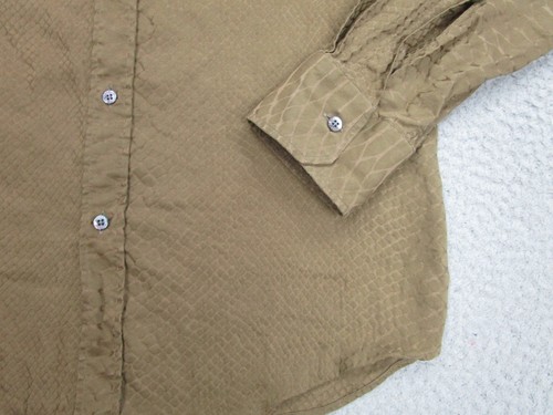 Roberto Cavalli Shirt Mens 52 Medium Brown Snakeskin Print Long Sleeve Button - Picture 5 of 17