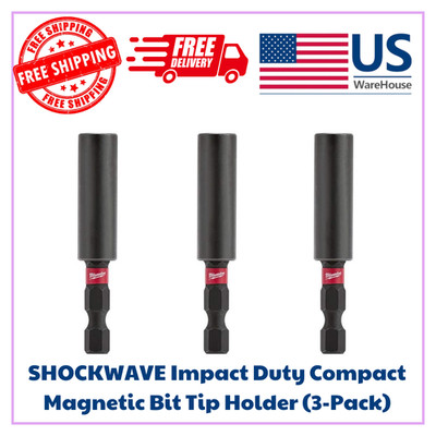SHOCKWAVE Impact Duty Compact Magnetic Bit Tip Holder (3-Pack)