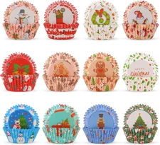 600 Pcs Christmas Cupcake Liners Muffin Baking Cups for Christmas Holiday