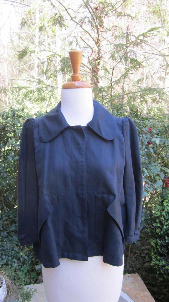 SEE BY CHLOE, Navy Linen Cropped Jacket Blazer Sz 2, TRIPLE MINT