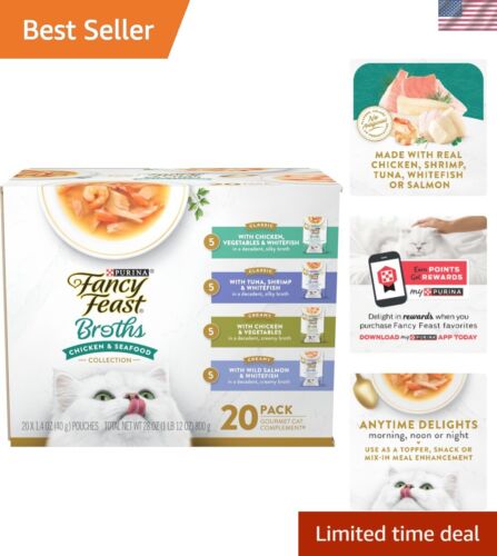 Purina Broth Complement Chicken and Seafood Lickable Grain Free Wet Cat Food ...