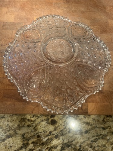 Vintage Clear Glass Ruffled Edge Pedestal Candy Dish 10" - Picture 6 of 9