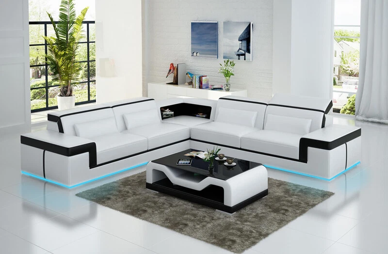 White sofa l sale shape